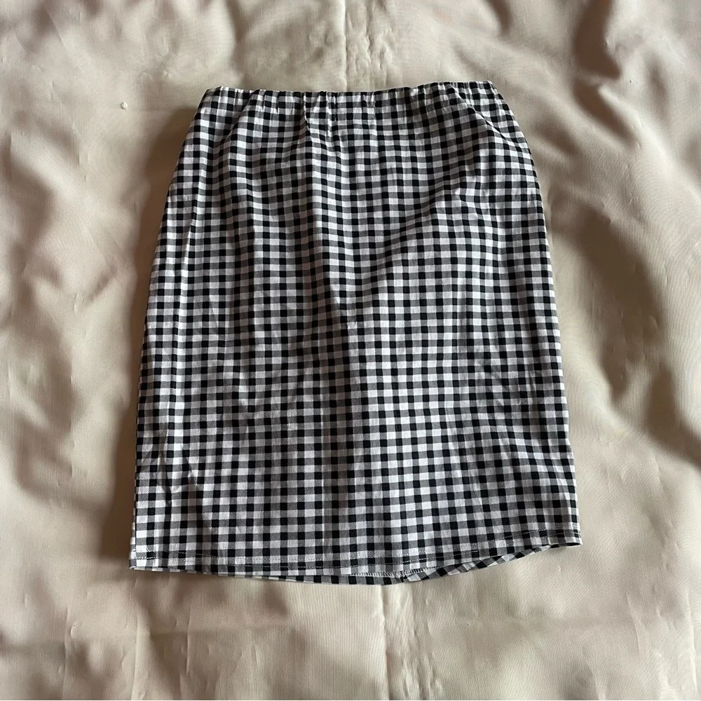 Tigermist- Black and White Gingham High Waisted Pencil Shape Skirt Size Small